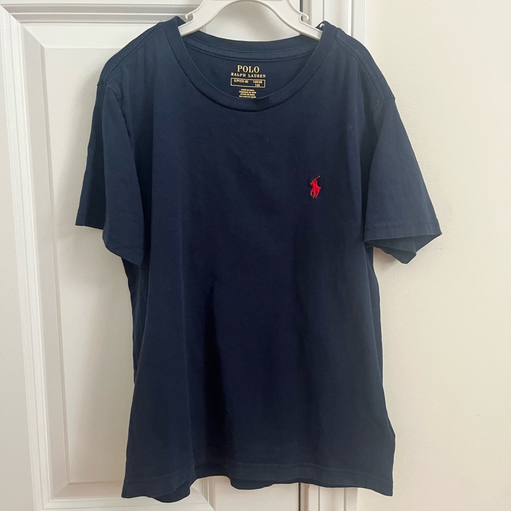 Polo by Ralph Lauren Dark Blue Tee with Yellow Text